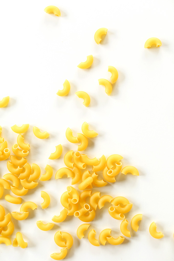 Macaroni shells for making creamy healthy vegan Caramelized Onion Mac n Cheese