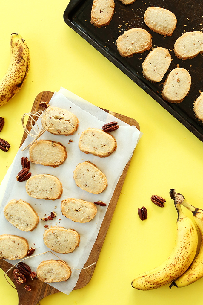 Slices of our Easy Banana Pecan Coconut Oil Shortbread
