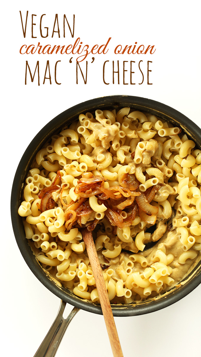 Pan of Vegan Caramelized Onion Mac N Cheese