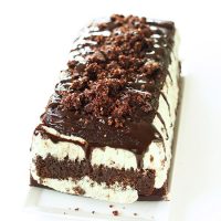Homemade Vegan Mint Chocolate Ice Cream Cake on a plate