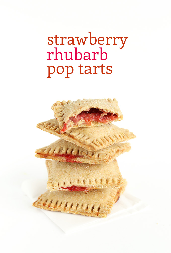 Stack of Strawberry Rhubarb Pop Tarts using our vegan recipe