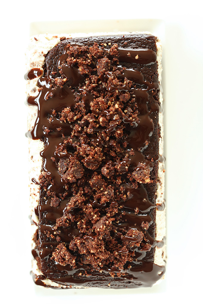 Top view of our Vegan Mint Chocolate Ice Cream Cake