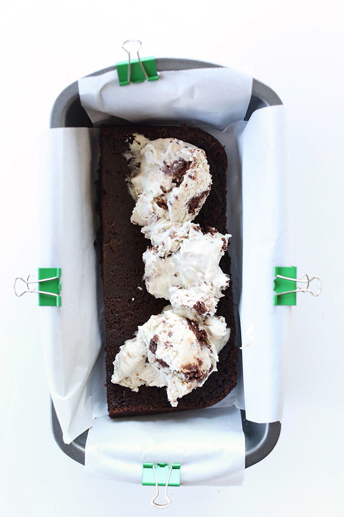Scoops of ice cream for a layer of our vegan ice cream cake recipe