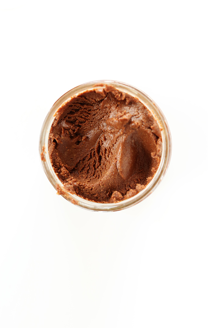 Jar of our delicious gluten-free Vegan Brownie Batter Spread