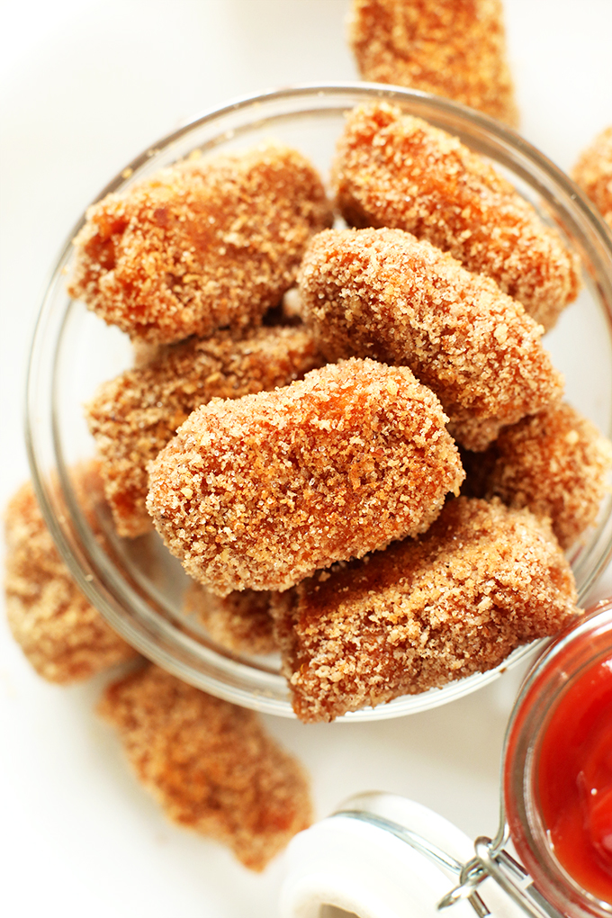 Jar of our delicious vegan Sweet Potato Tater Tots