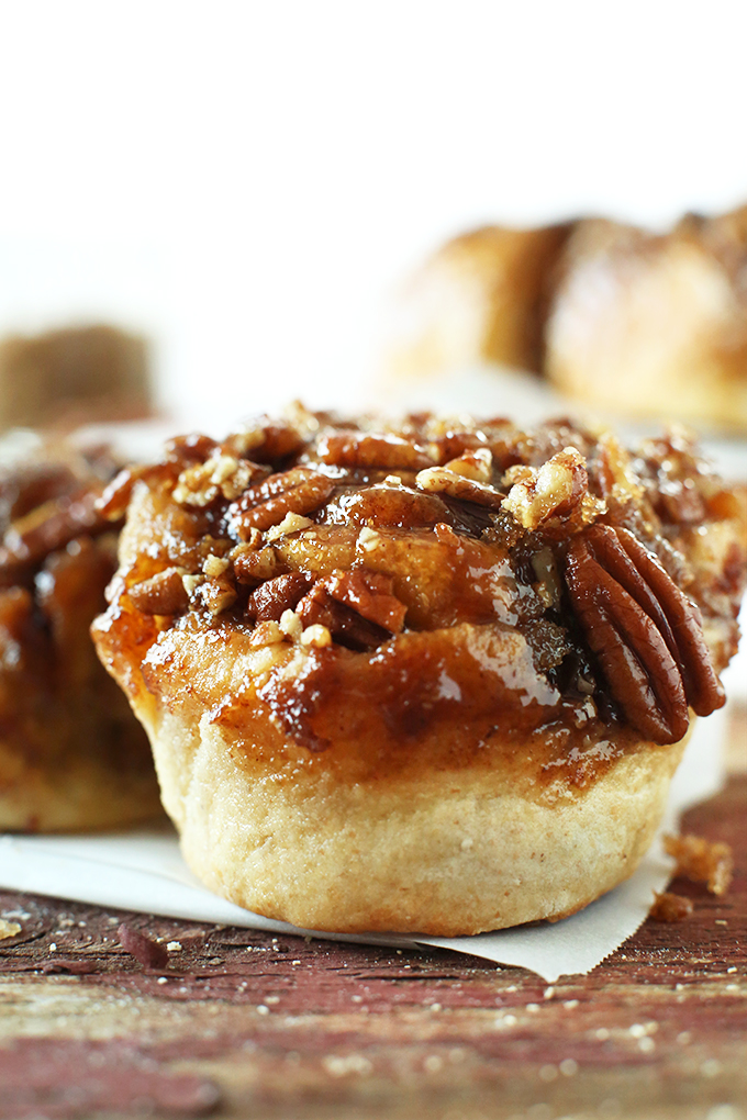 Close up shot of a delicious homemade Vegan Sticky Bun