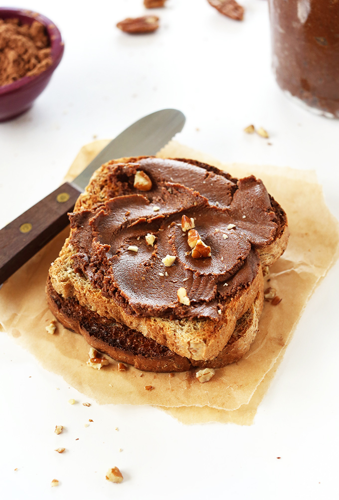 Vegan Brownie Batter Spread on slices of toast