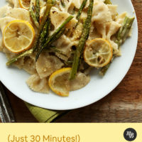 Plate of Creamy Vegan Lemon Asparagus Pasta