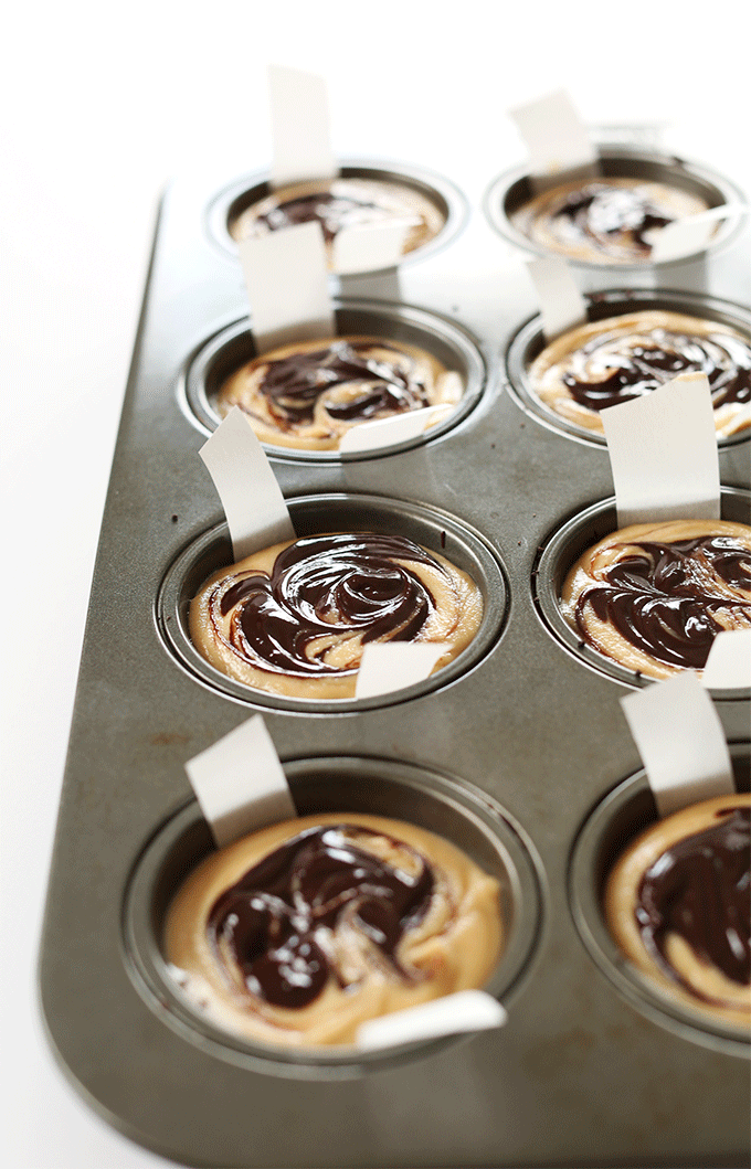 Series of photos showing the topping for our Peanut Butter Cup Vegan Cheescakes