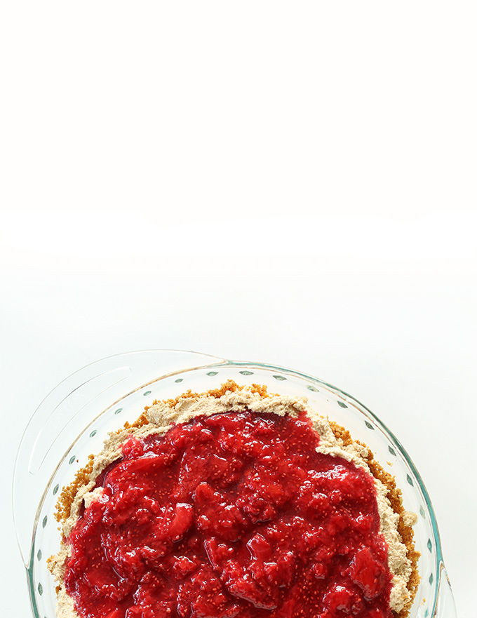 Photo with half of a Vegan PB and Jelly Pie in it