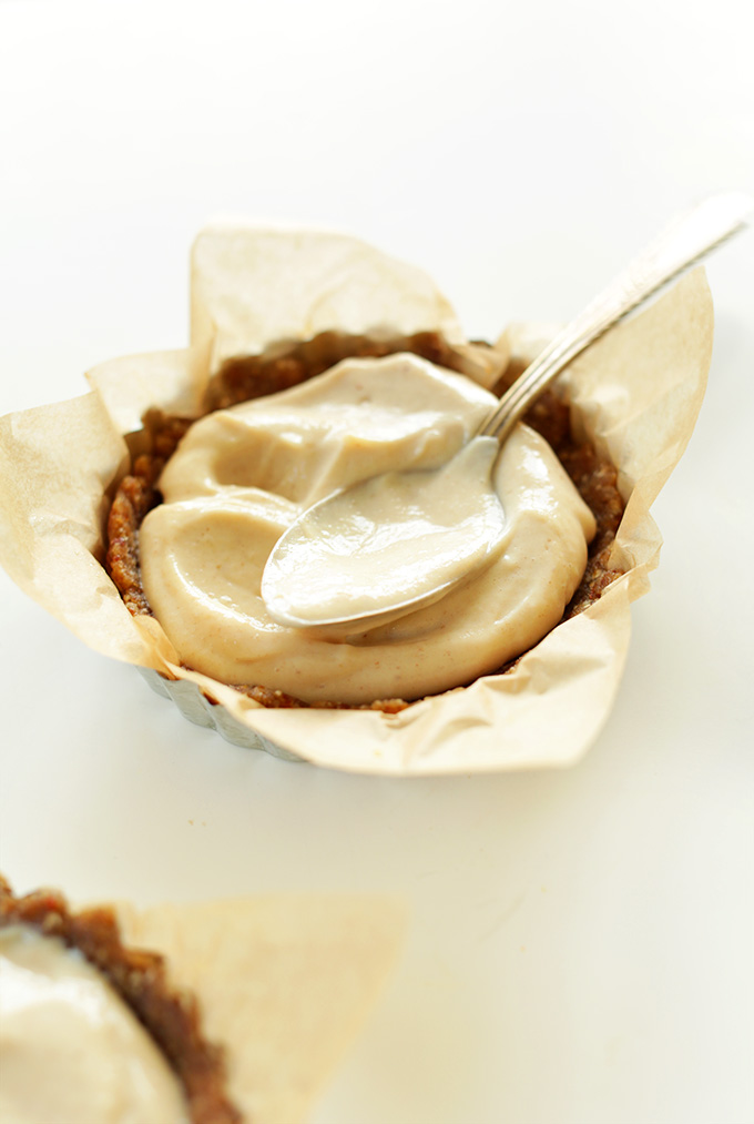 Spreading filling into our Lemon Cookie No Bake Tarts