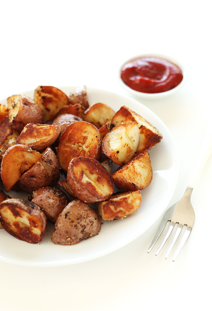 Close up shot showing the crispiness of our simple breakfast potatoes recipe