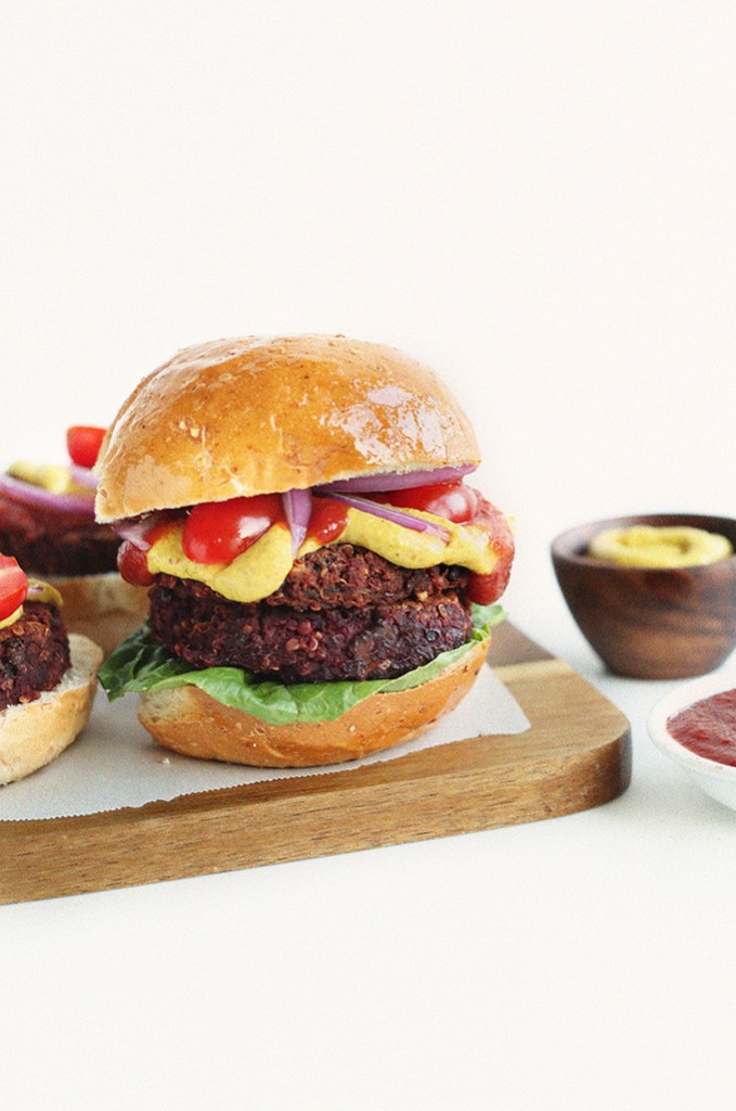 HEALTHY, simple Black Bean Beet Burgers with Quinoa and Walnuts! Wholesome, hearty and super flavorful #vegan #glutenfree