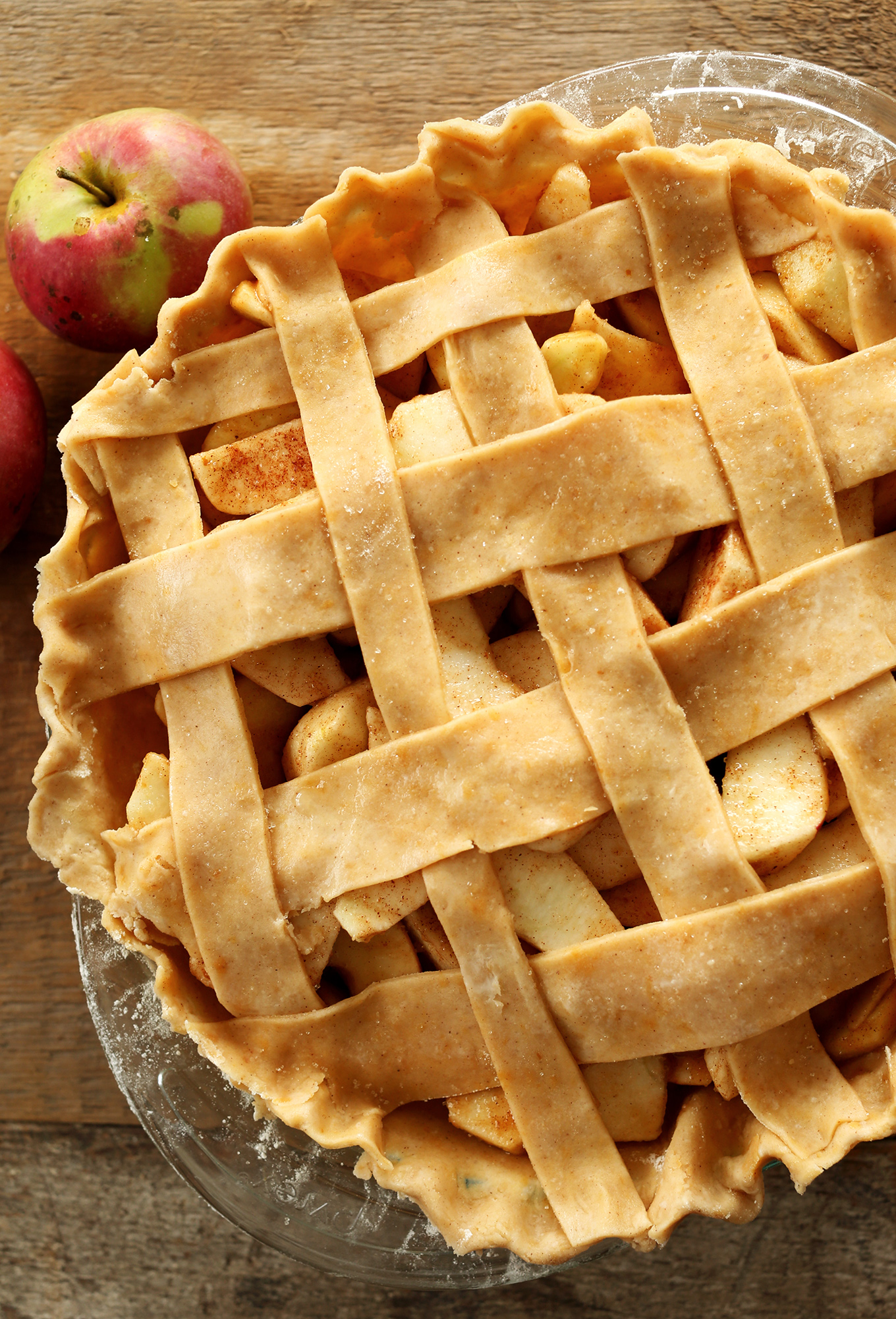 Delicious vegan Pumpkin Spiced Apple Pie with a lattice top