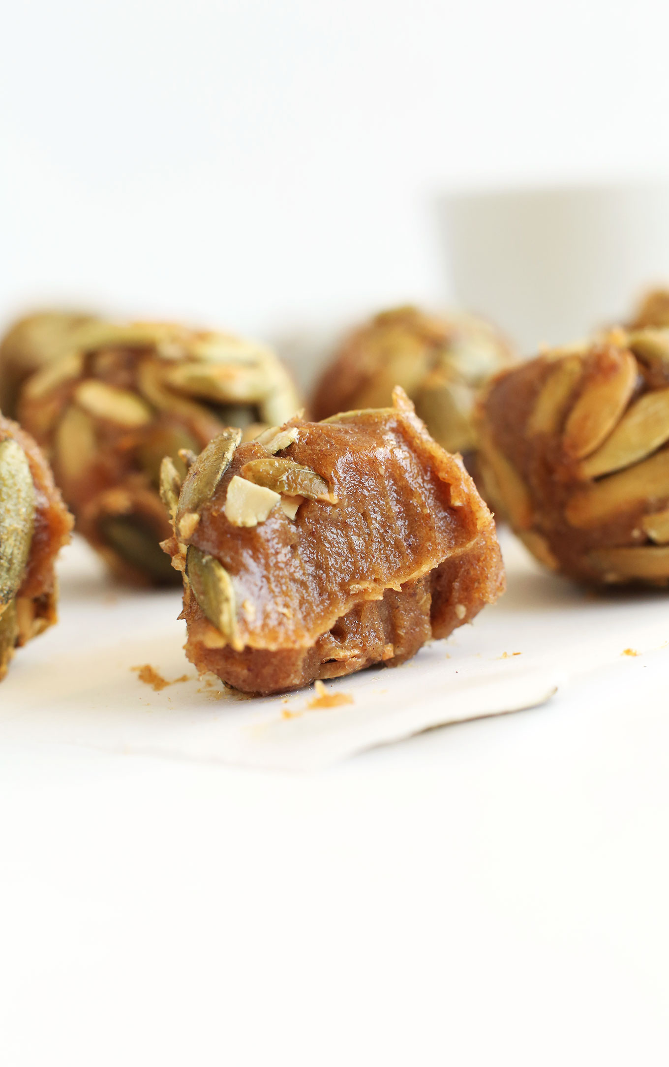 Showing the inside of a date-sweetened vegan Pumpkin Caramel