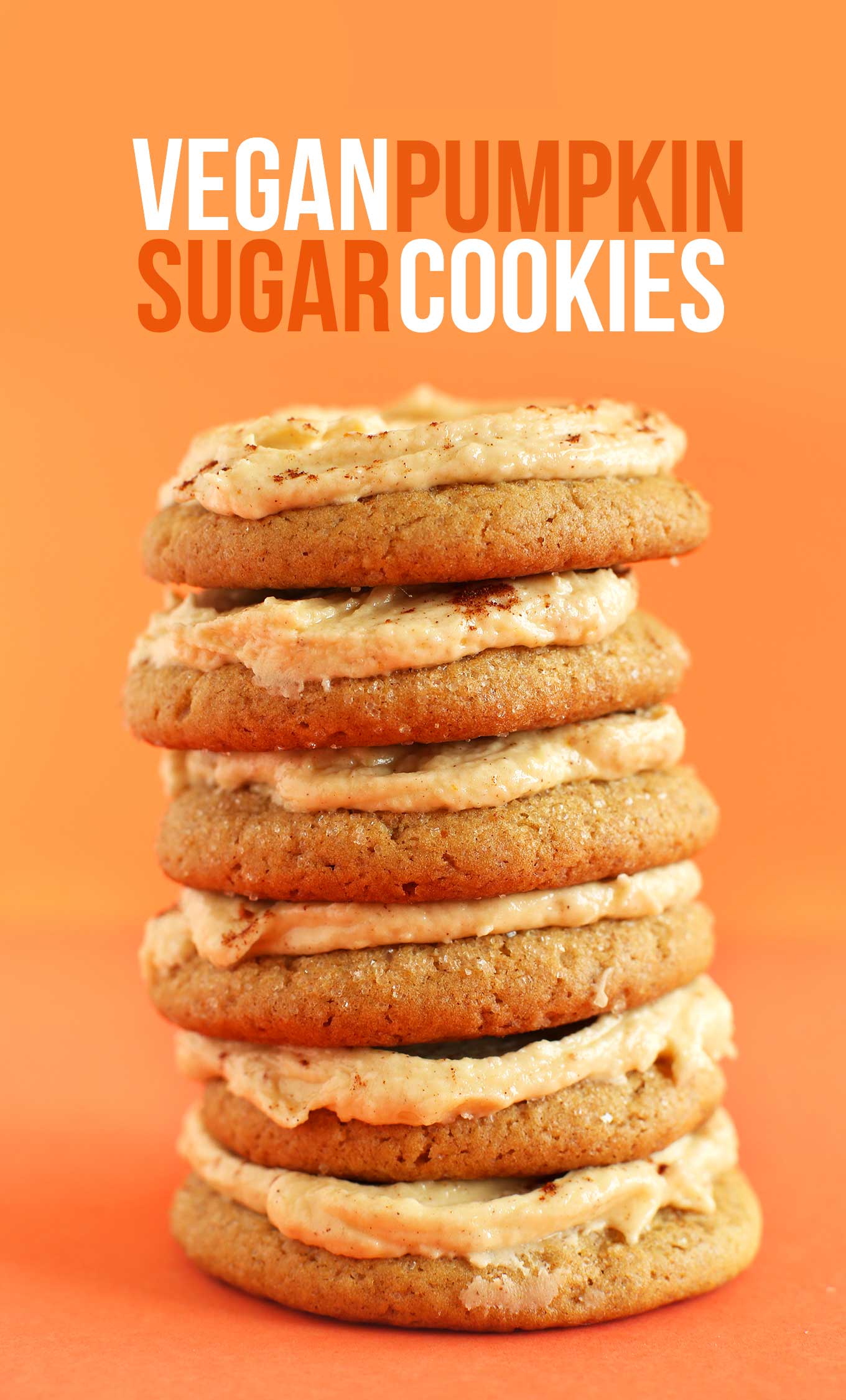 Stack of our 1-Bowl Vegan Pumpkin Sugar Cookies