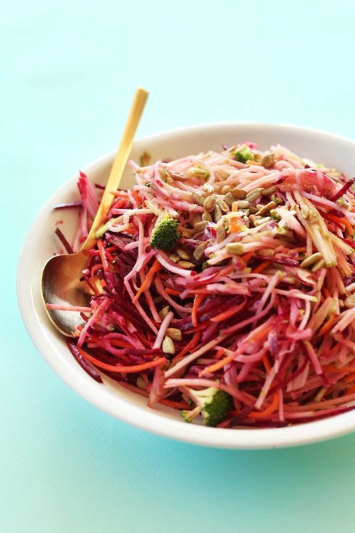 Big bowl of amazing Fall Slaw with tangy dressing