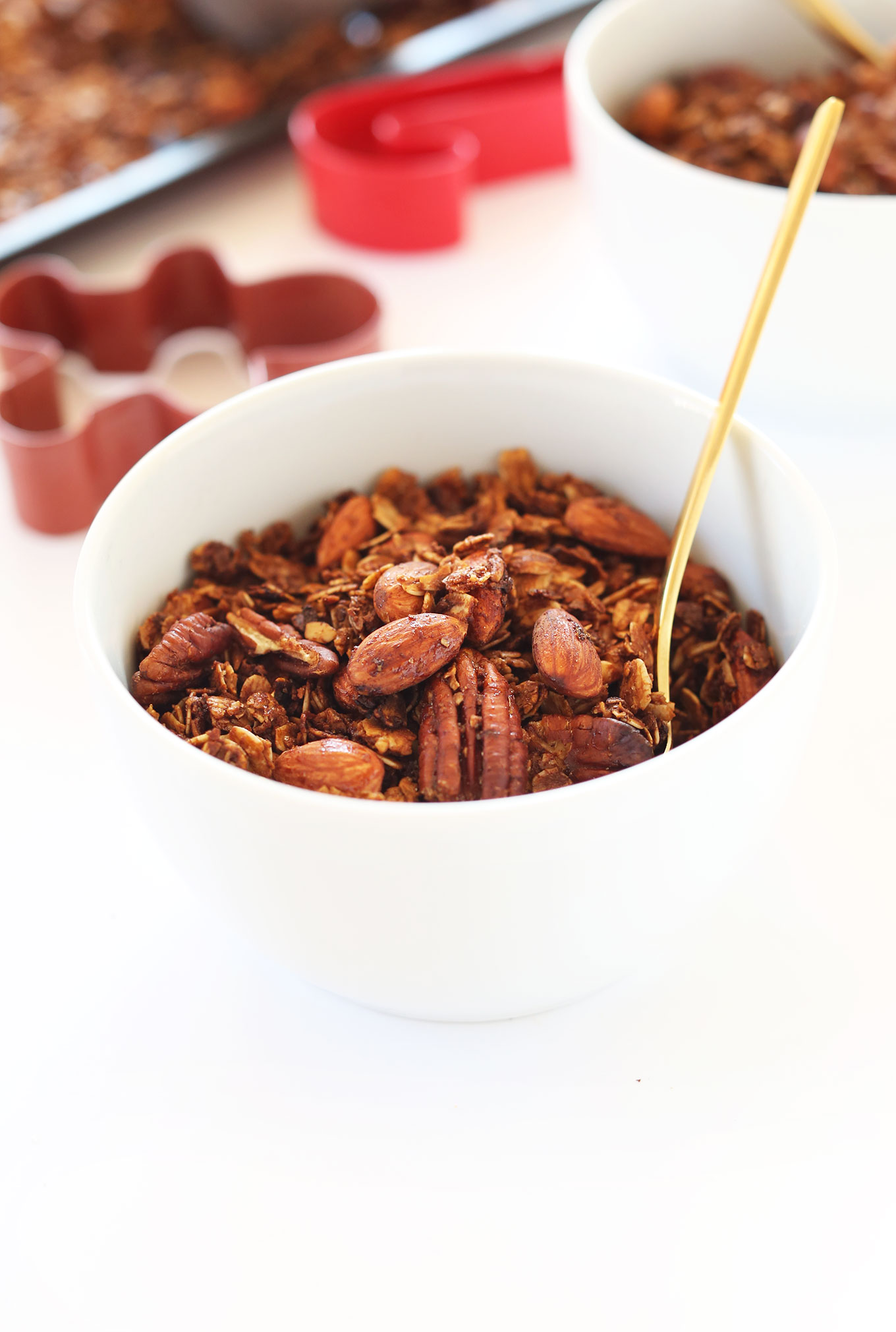 Bowl of our delicious vegan Gingerbread Granola recipe