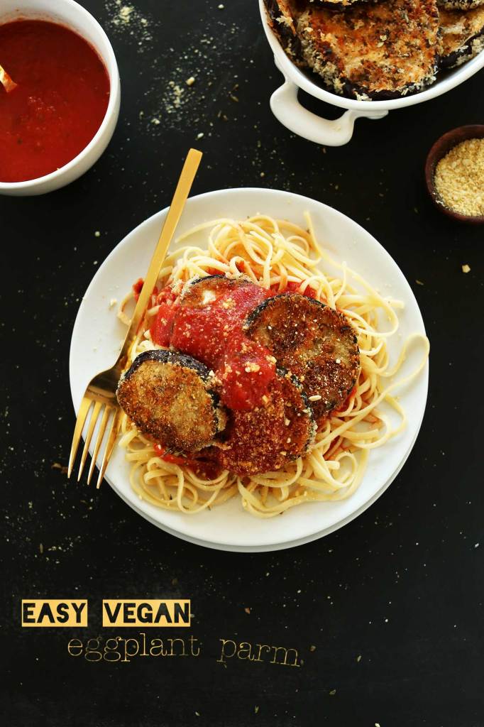 EASY VEGAN EGGPLANT PARMESAN PASTA! Simple ingredients, fast and SO crispy and delicious!
