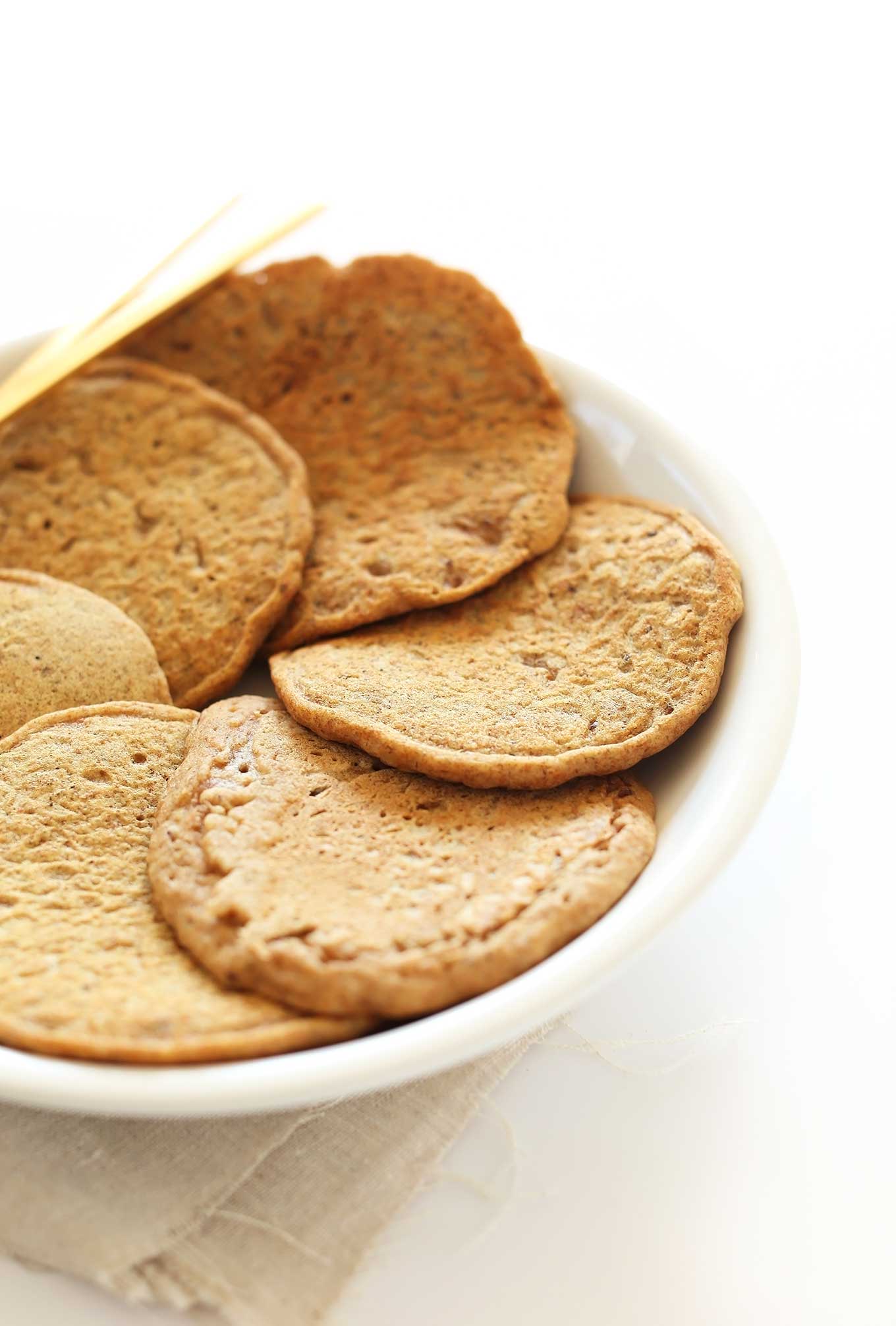 Close up shot of a batch of our Healthy Vegan Pancakes recipe
