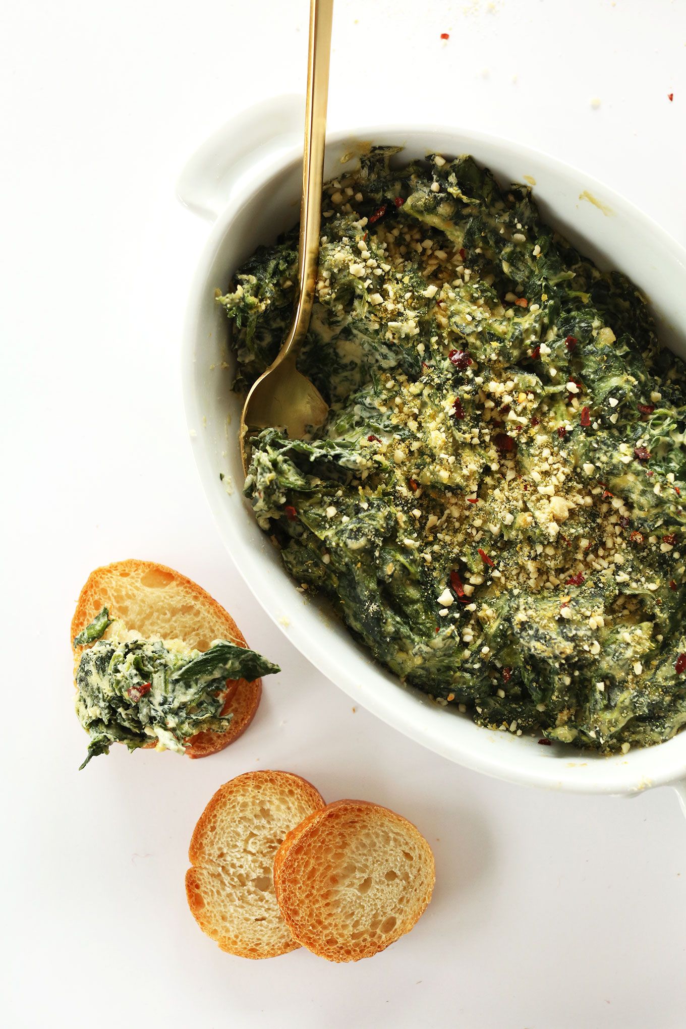 Dairy-free Creamy Kale and Spinach Dip for a healthy appetizer
