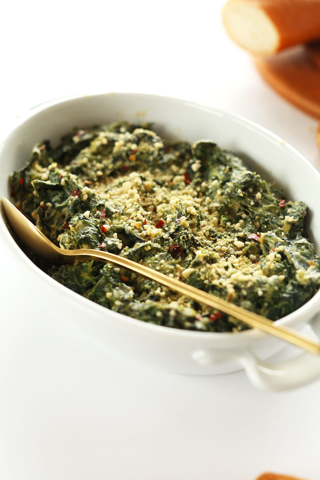 Dish of the perfect healthy appetizer of Kale and Spinach Dip