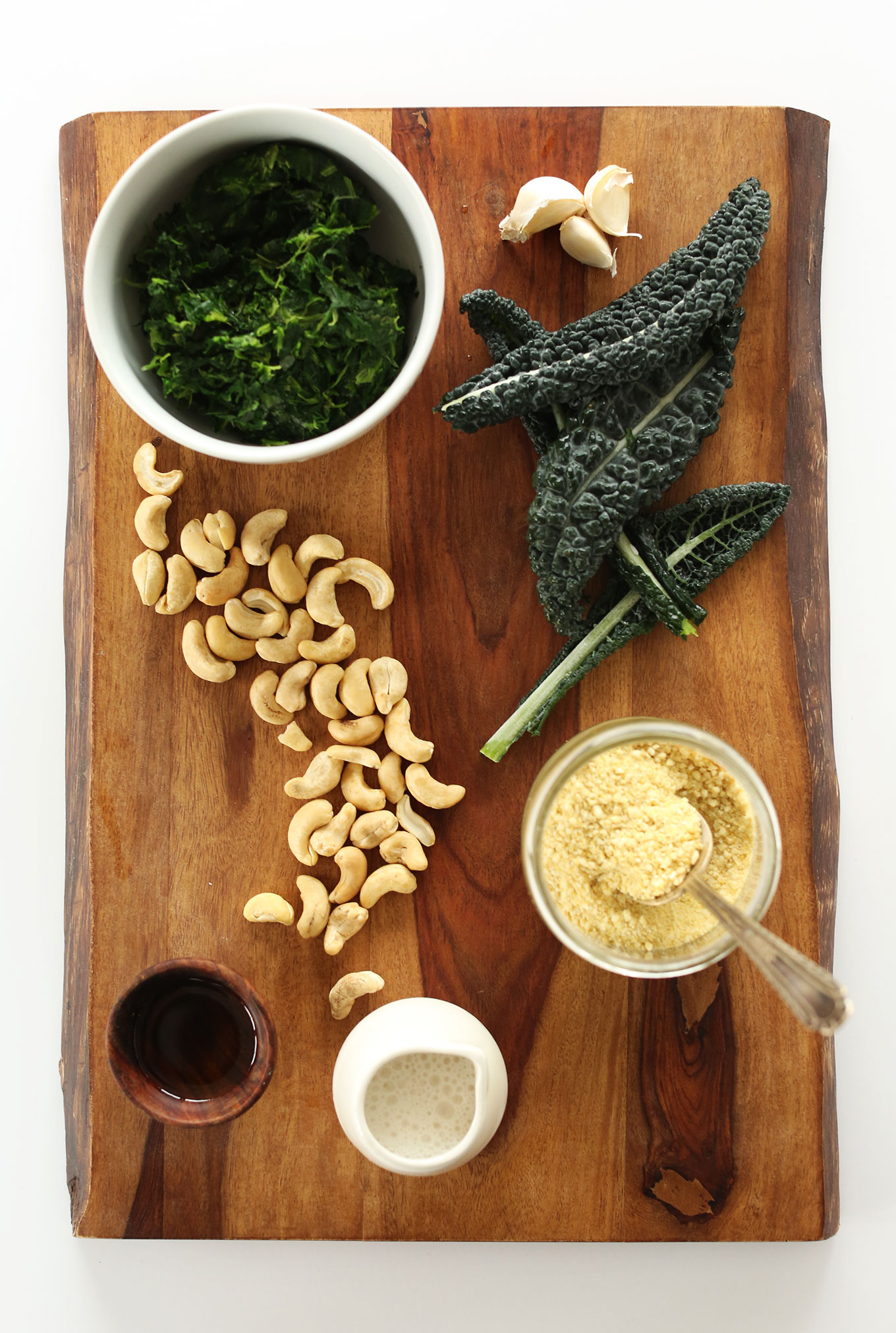 Ingredients for making our Kale and Spinach Dip for a healthy vegan appetizer