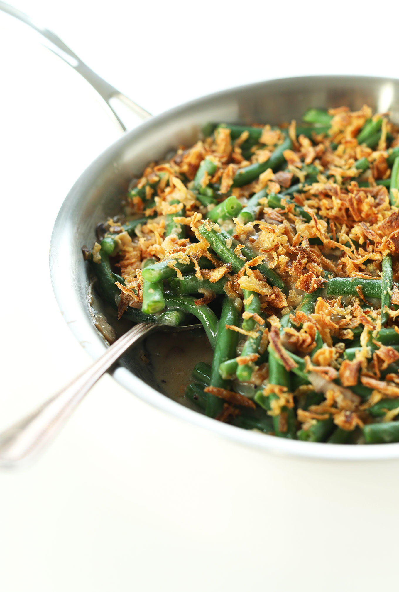 Freshly cooked creamy Vegan Green Bean Casserole