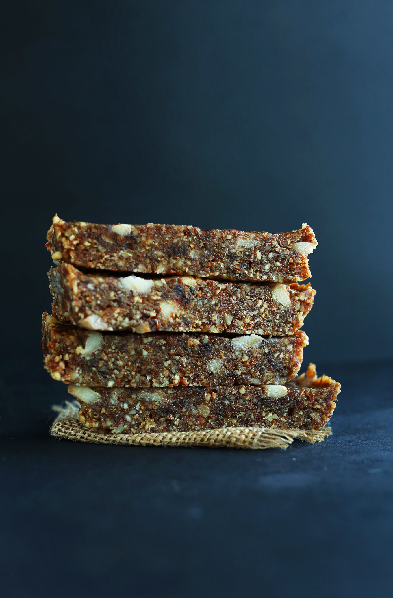 Stack of our vegan Copycat Apple Pie Larabars