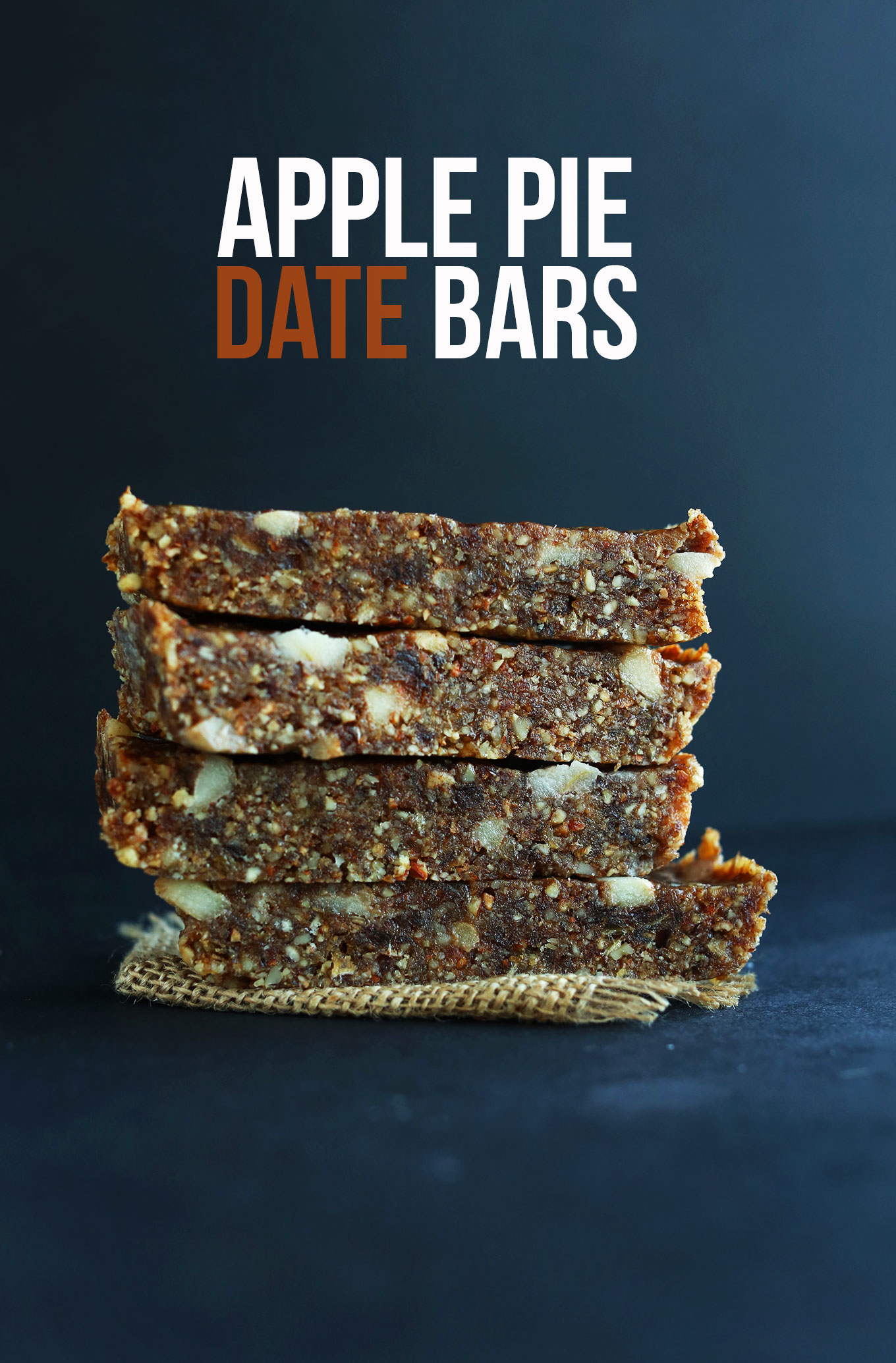 Apple Pie Date Bars stacked up for a healthy gluten-free vegan snack