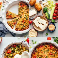 Images of making our simple vegan tofu quiche recipe