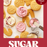1-Bowl Vegan Sugar Cookies decorated with pink frosting and sprinkles