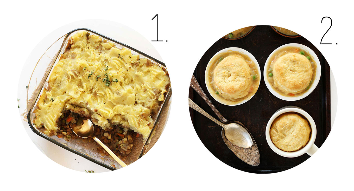 Photos of 2 vegan main dishes