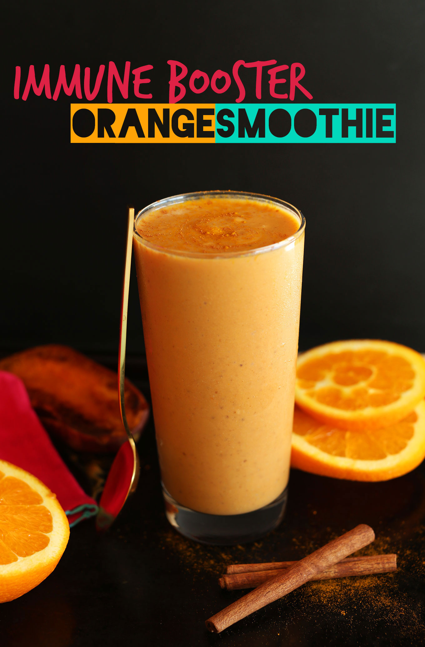 Simple immune booster vegan Orange Smoothie made with sweet potato