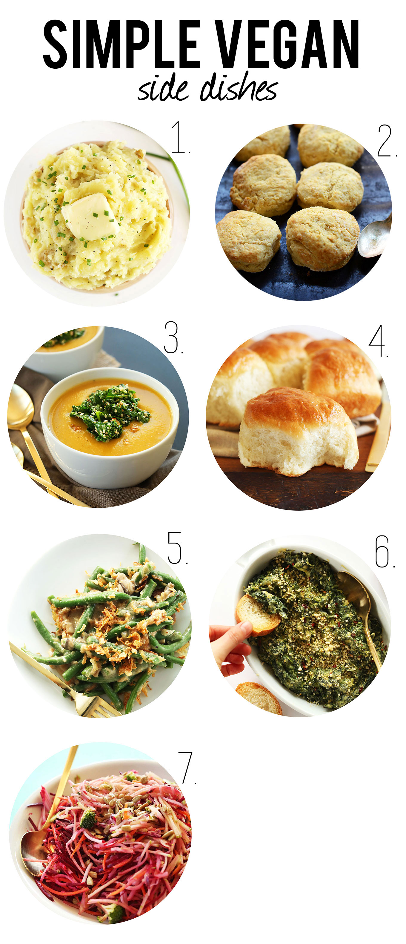 Photos of 7 simple vegan side dishes