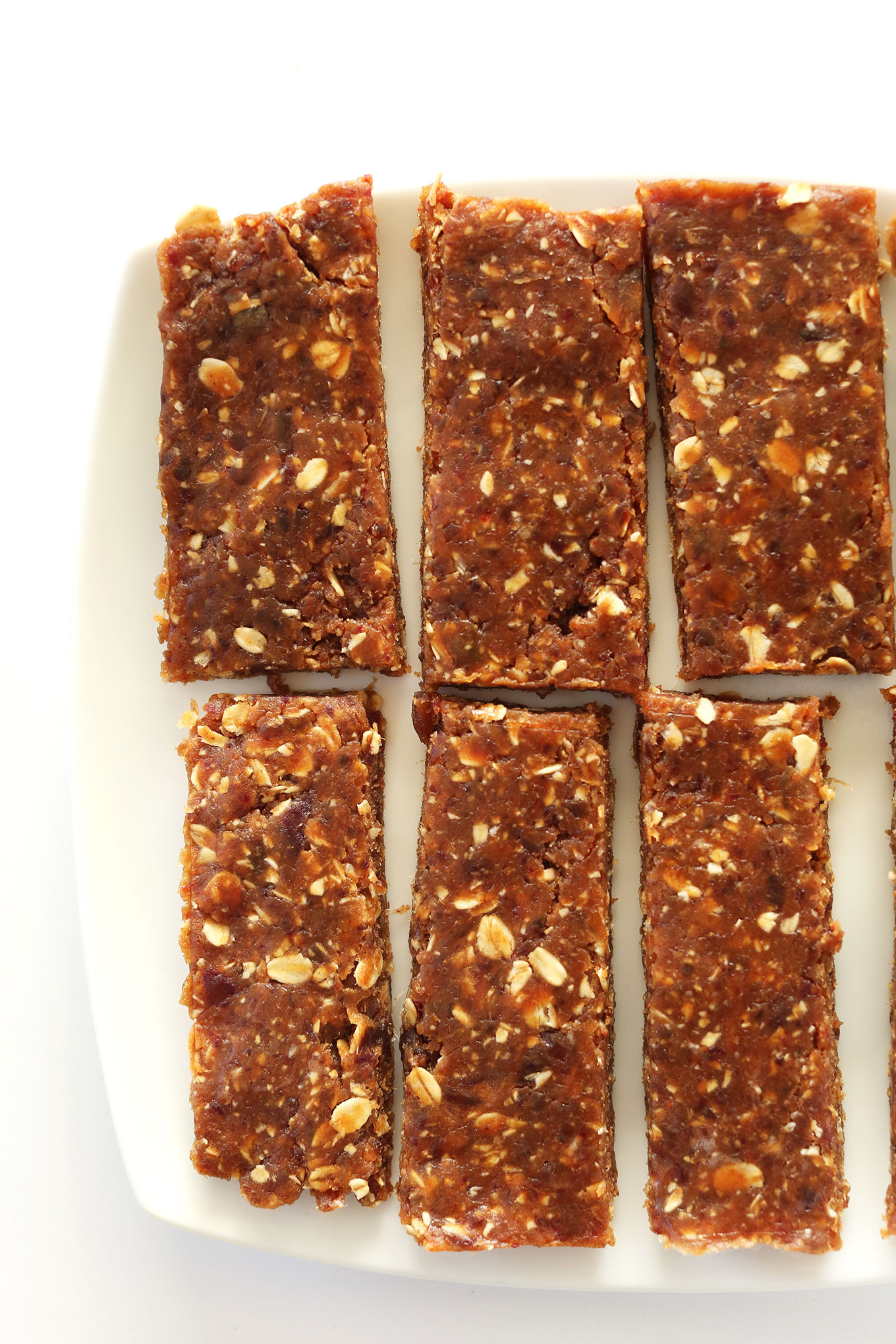 Freshly sliced homemade gluten-free vegan Peanut Butter Granola Bars