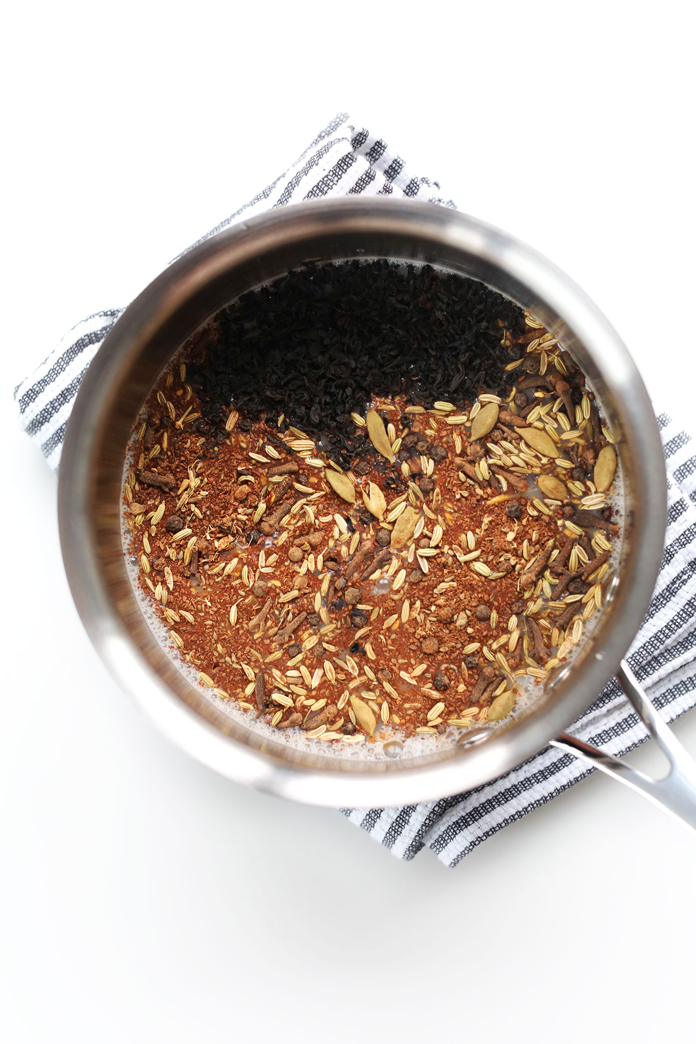 Making our Chai Latte Recipe in a saucepan
