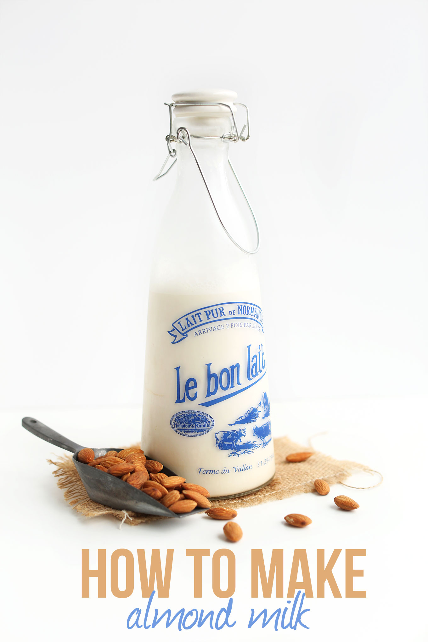 Jug of almond milk with text saying How To Make Almond Milk