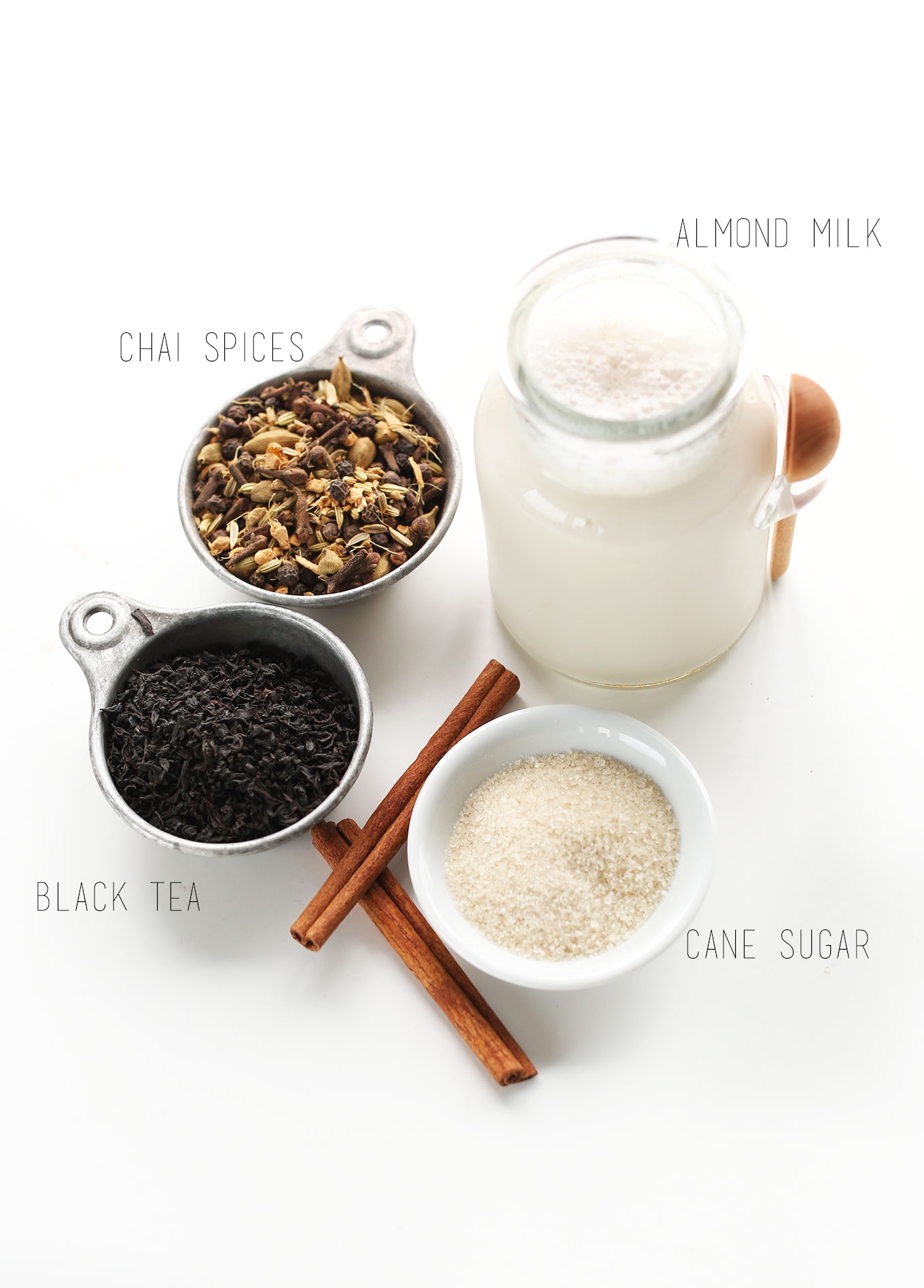 Ingredients for making our homemade Vegan Chai Latte recipe