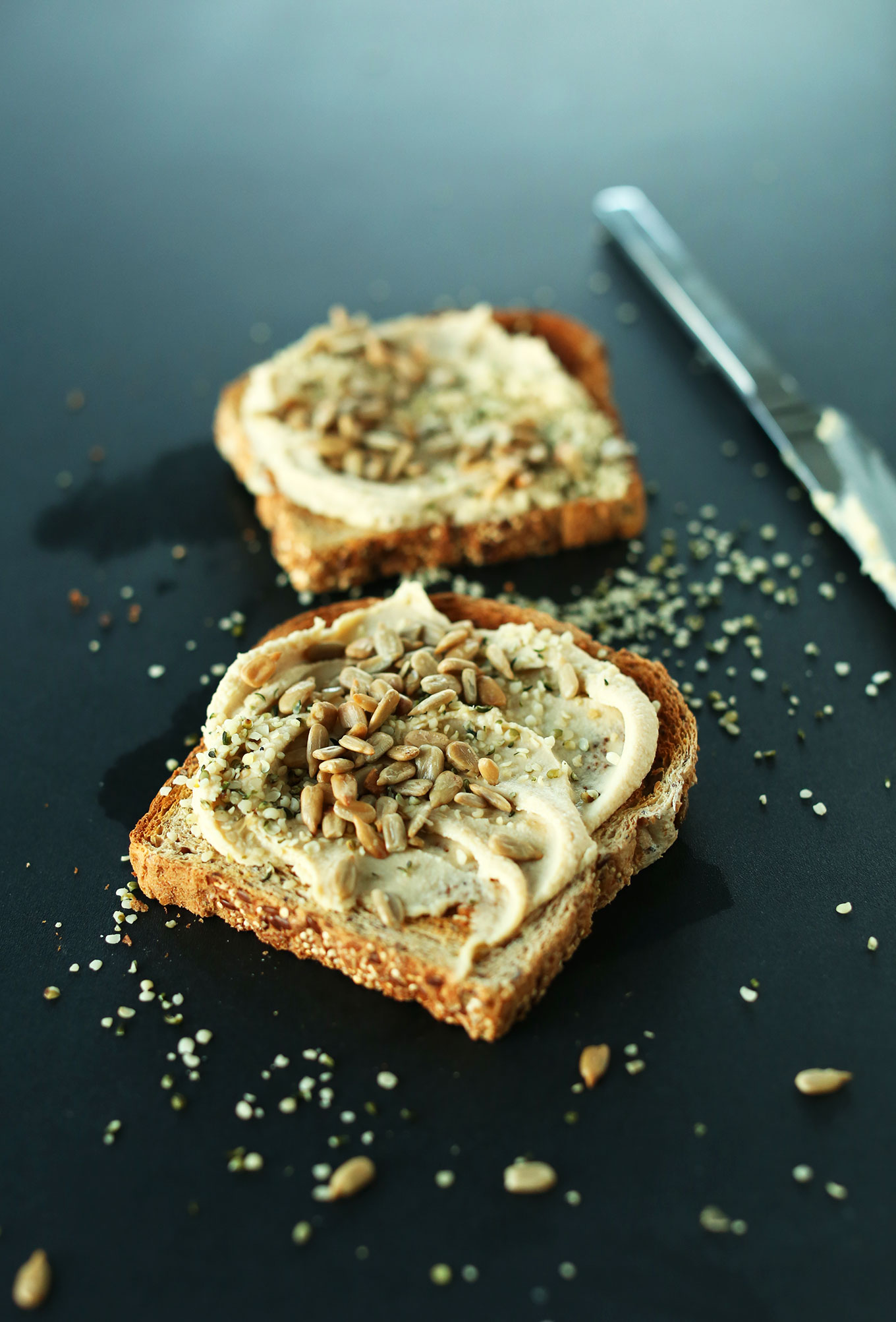 Hummus on Toast for one of our vegan protein ideas