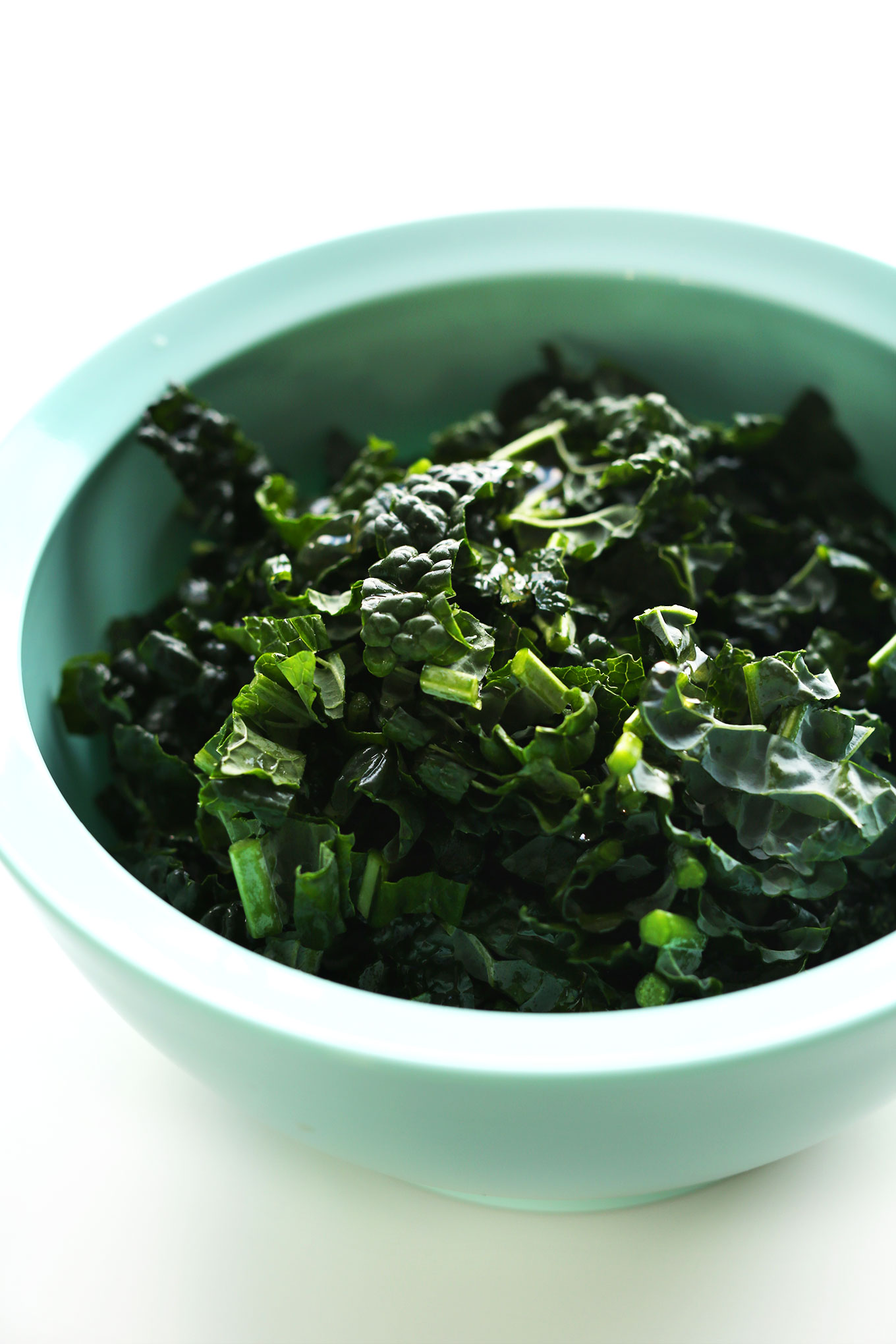 Mixing bowl filled with fresh kale