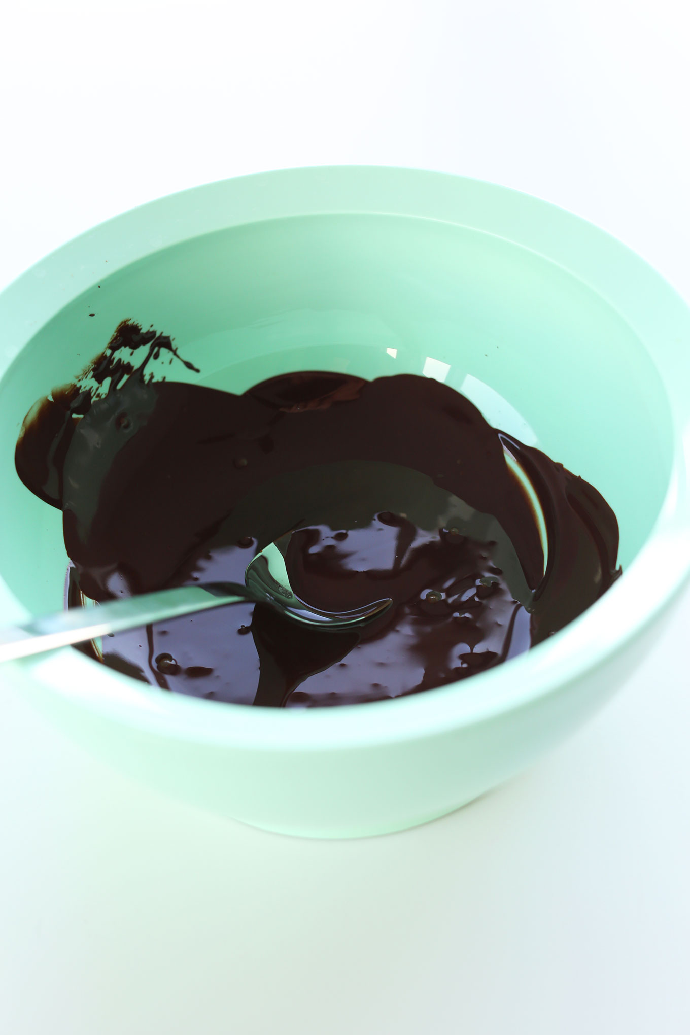 Bowl of melted chocolate for our Vegan Dark Chocolate Mousse recipe