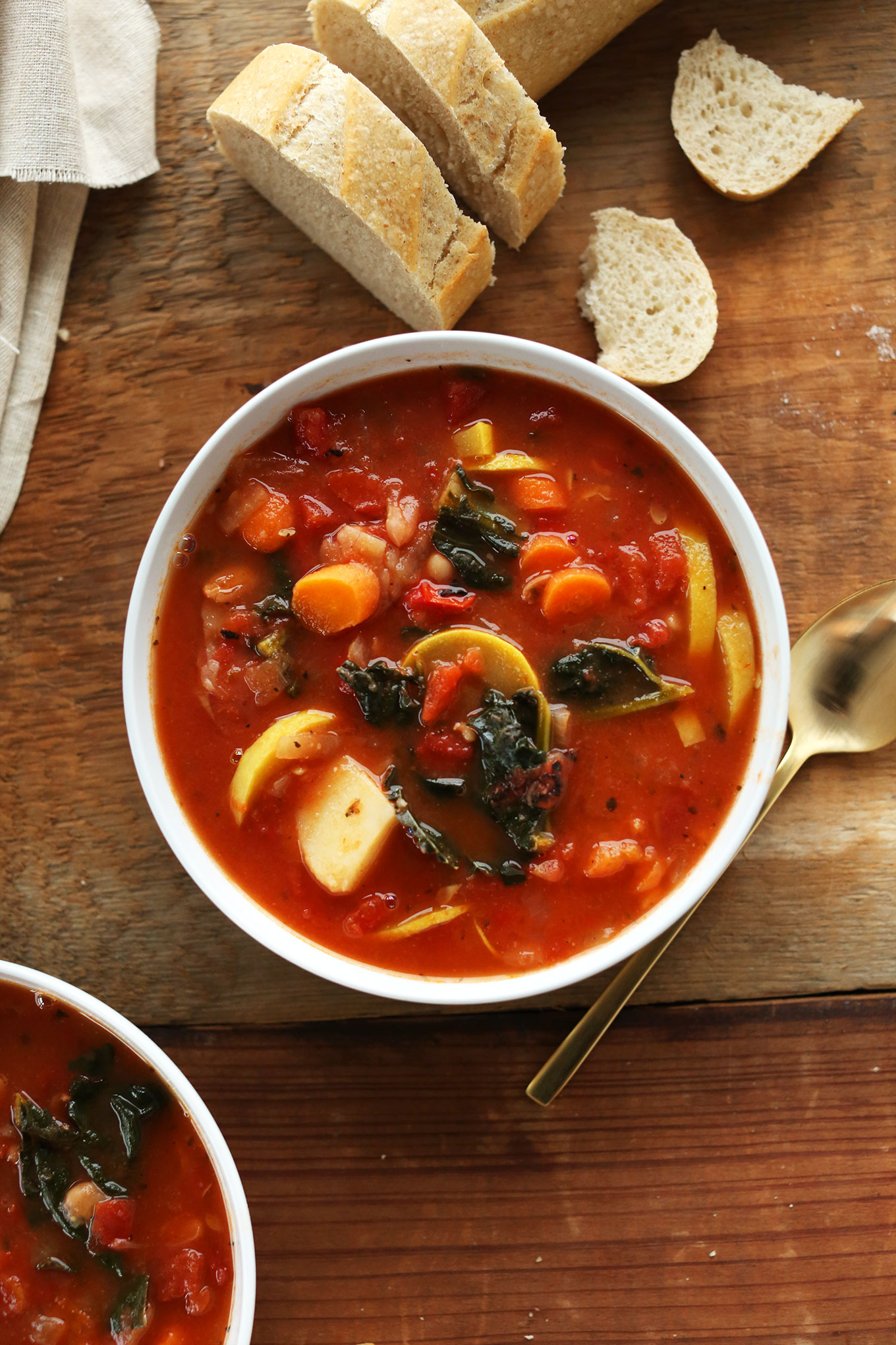 Big bowl of our soul-warming Veggie and White Bean Stew recipe
