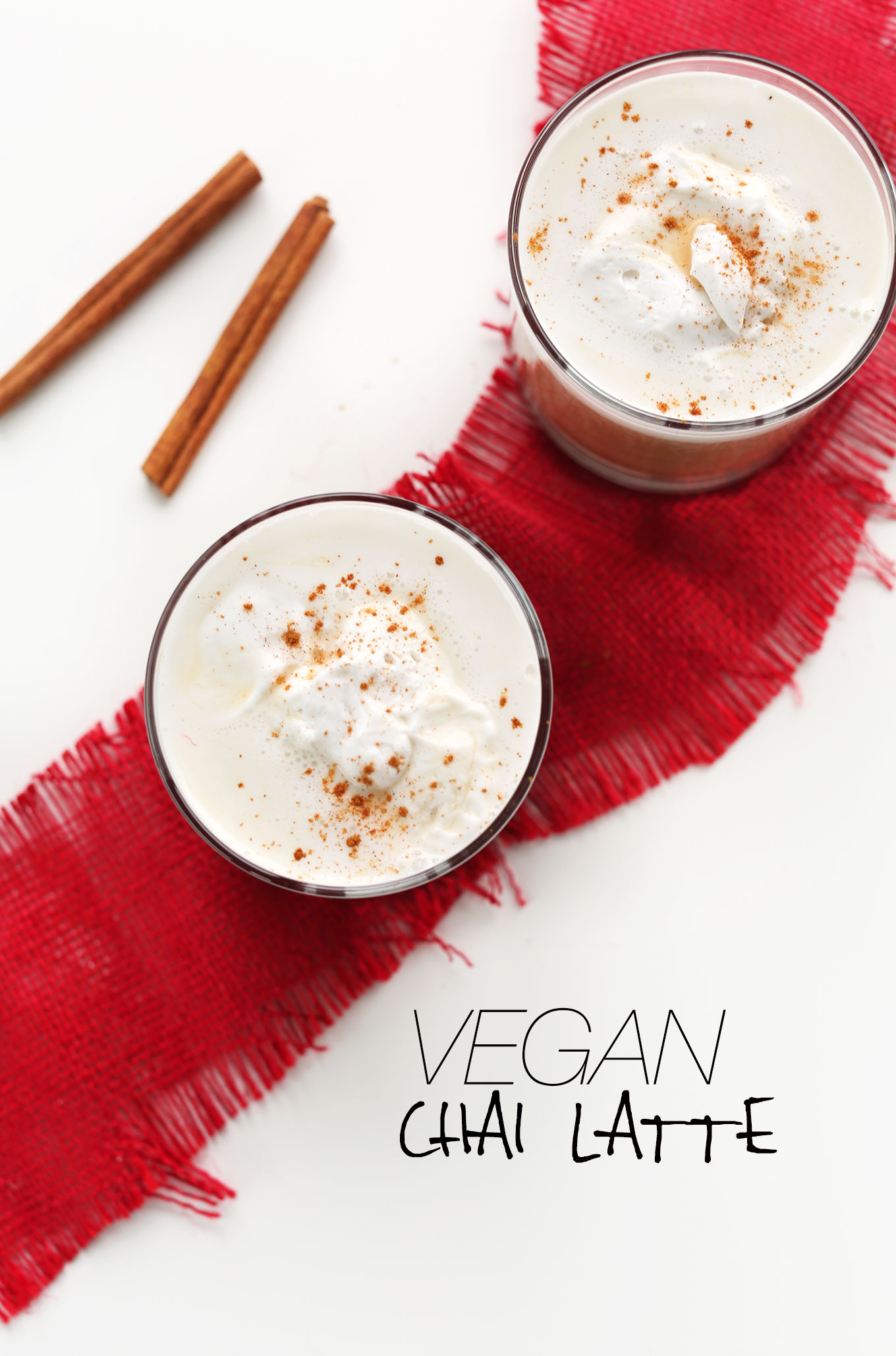 Glasses of our perfectly spicy Vegan Chai Latte