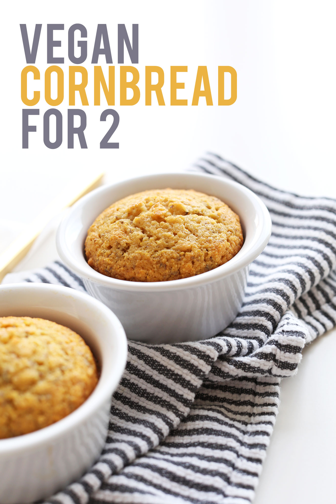 Batch of our crumbly and moist Vegan Cornbread recipe for two people