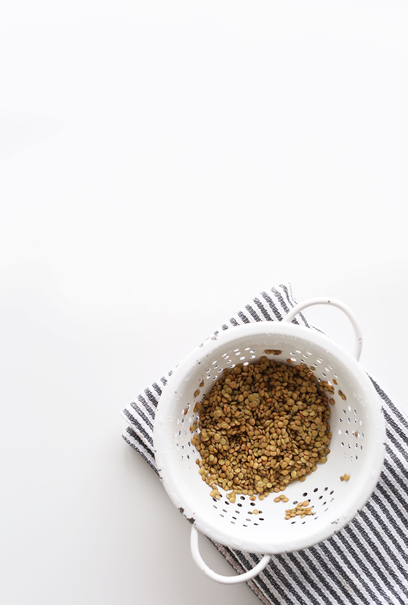 Showing one of the steps for How to Cook Lentils for adding to salad