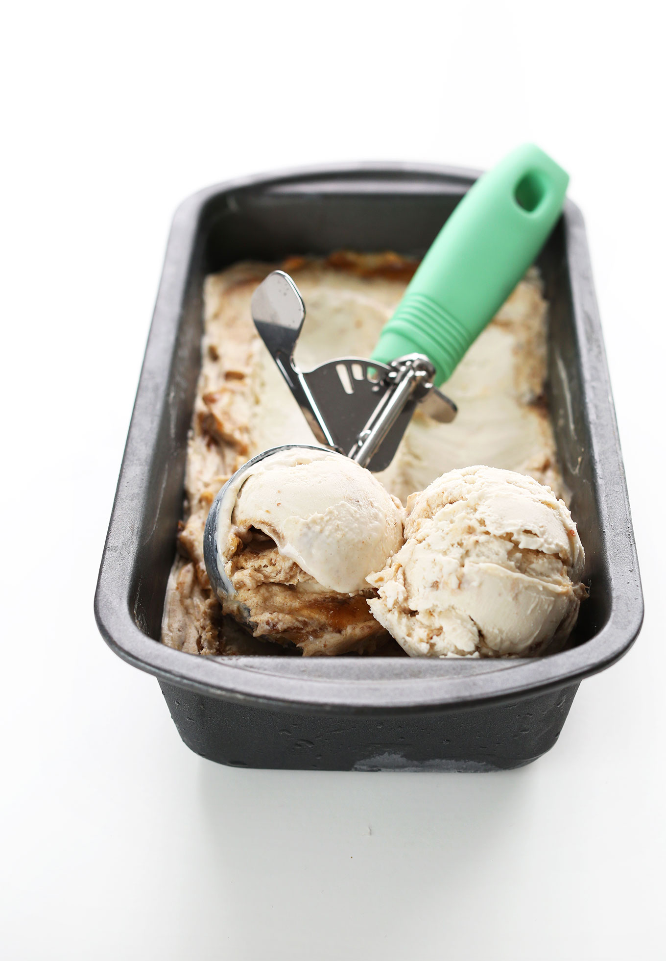 Pan of our Sea Salt Caramel Coconut Ice Cream for an incredible vegan dessert