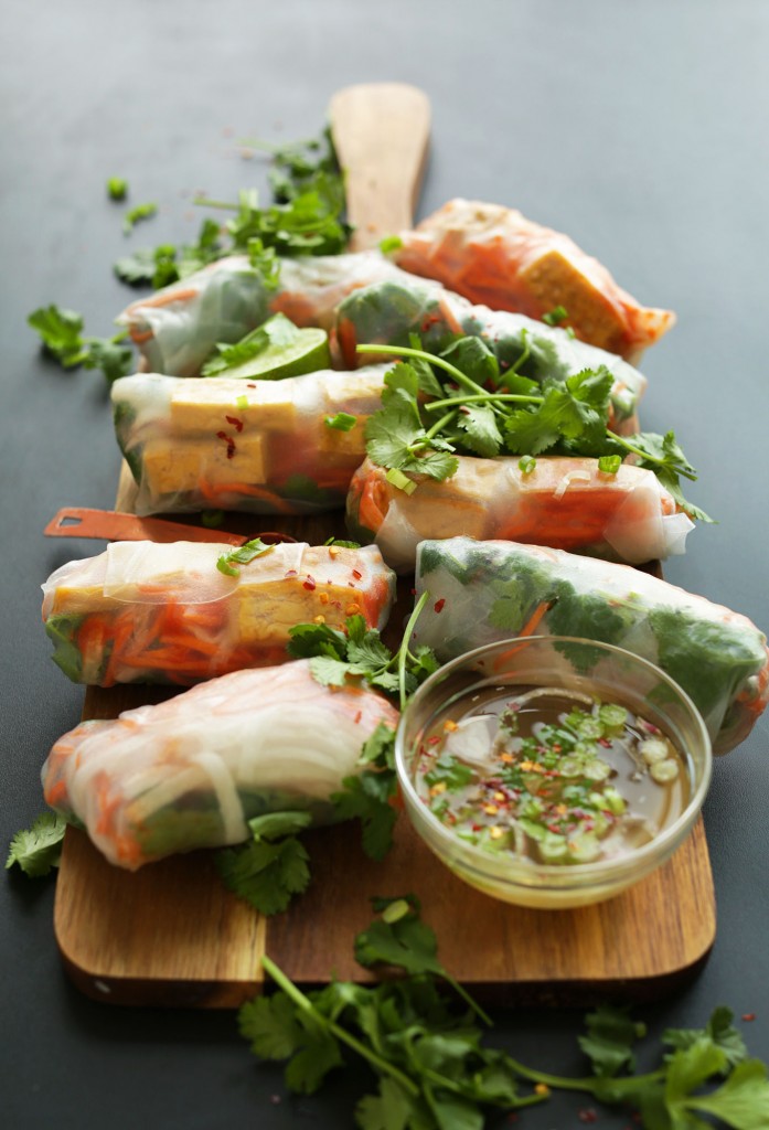 EASY Bahn Mi Spring Rolls! 10 ingredients, filling, fast and SO DELICIOUS! #vegan #glutenfree