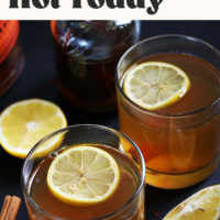 Glasses of chili cinnamon bourbon hot toddy