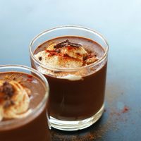 Two glasses filled with our Mayan Drinking Chocolate recipe